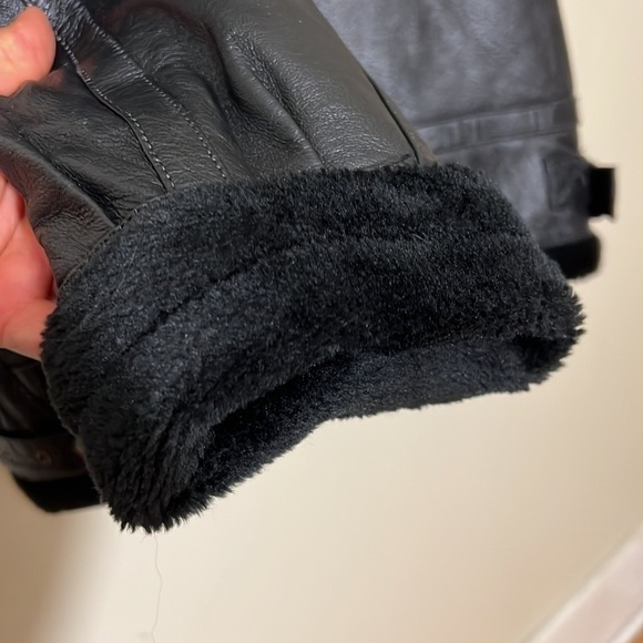 Fair Mens Jacket Coat Black Pockets Mock Neck Buckle Zipper Lined Leather - Picture 7 of 12